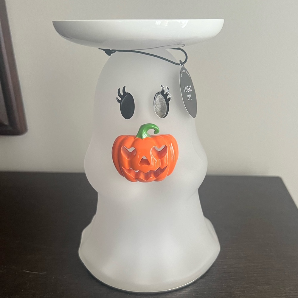 Bath & Body Works Ghost Candle Holder with Orange Accents